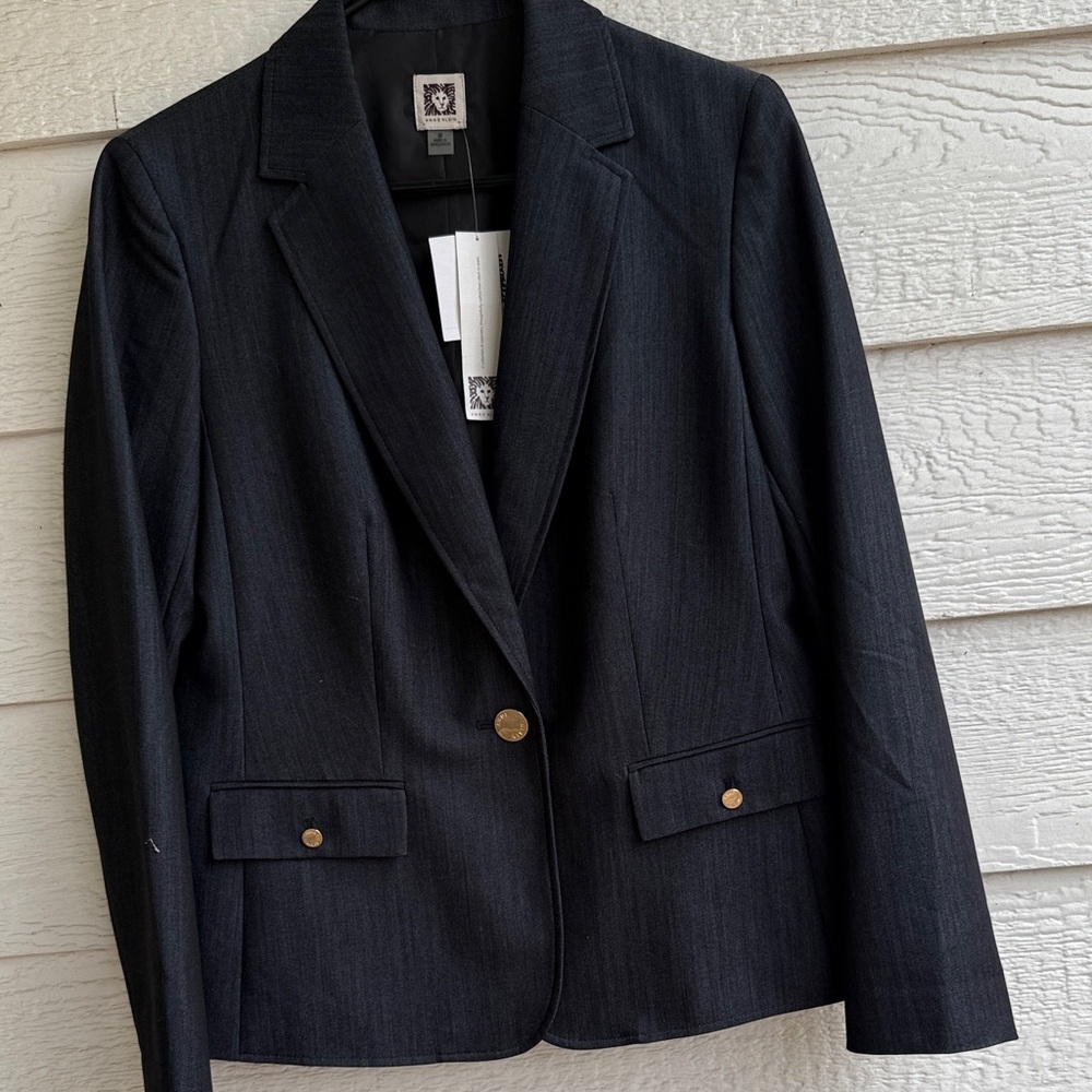 Anne Klein Elegant Dark Blazer with Gold Buttons